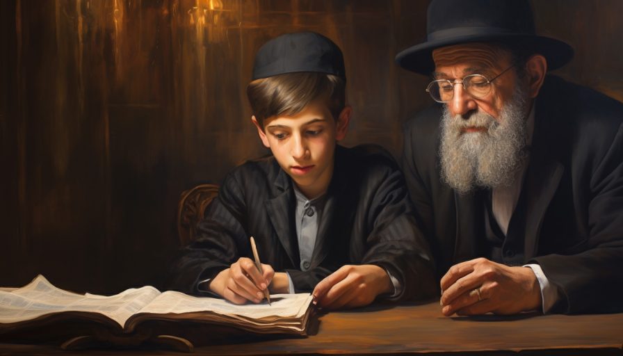 Еврейский мудрец учится со своим учеником