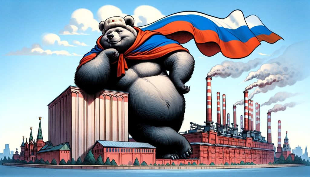 Медведь в шарфе цветов российского флага