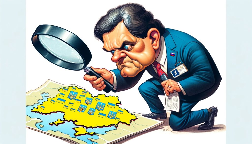 Карикатурный образ пропагандиста, следящего за событиями в Украине