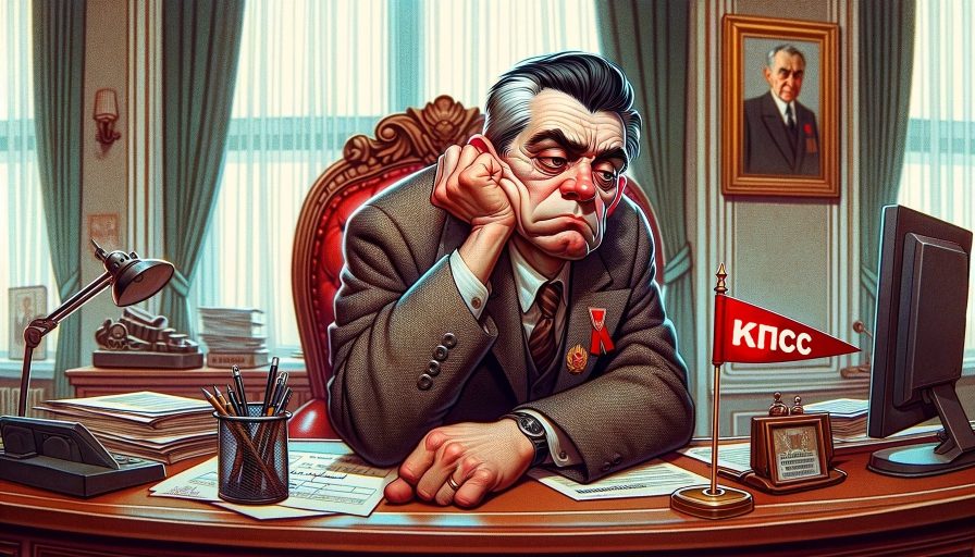 Иллюстрация чиновника КПСС в эпоху застоя