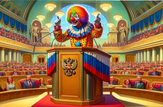 Клоун на трибуне в зале Государственной Думы России