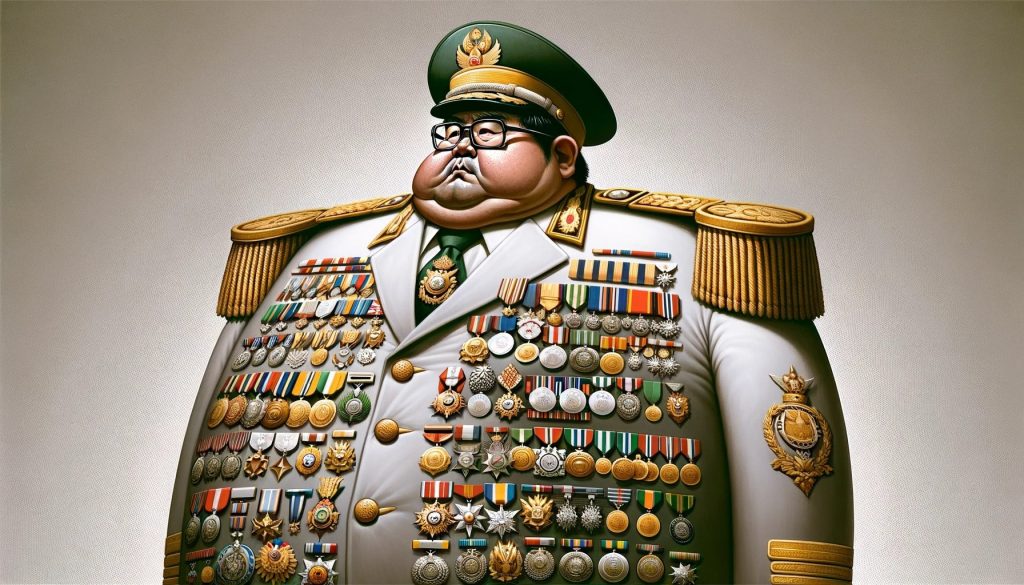 Карикатура высоко награжденного военного командира КНДР