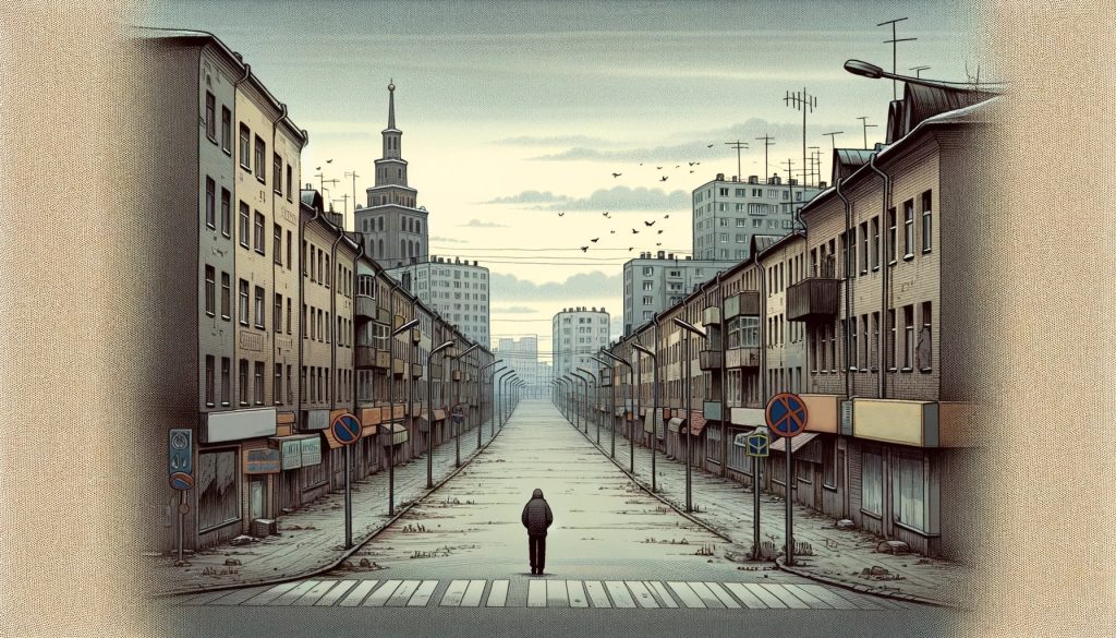 Пустующие улицы российского города на Дальнем Востоке