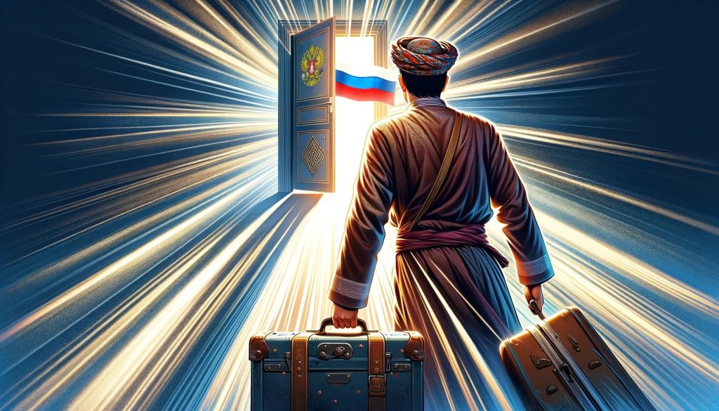 Таджикский мигрант направляется в Россию