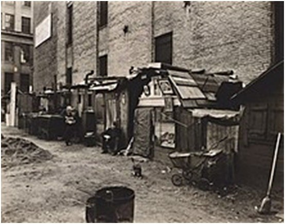 Хижины безработных в Нью-Йорке во времена Великой депрессии, 1935 год