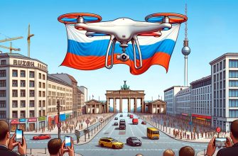 Дрон с российским флагом летит над центром Берлина