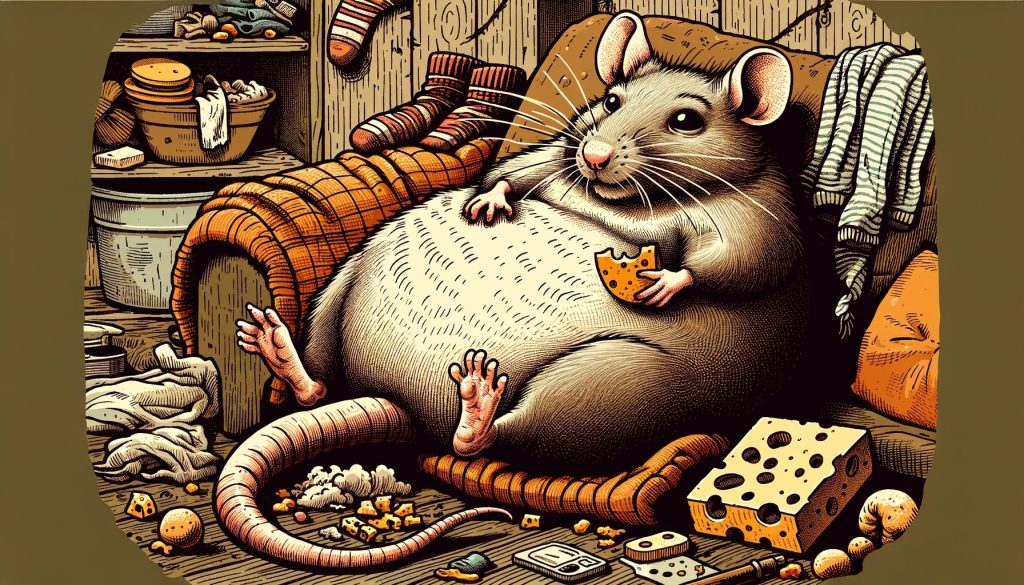 Жирная и ленивая крыса, критикующая комфортный образ жизни
