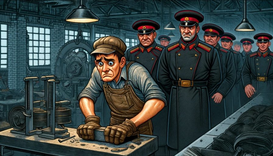 Рабочий работает под угрозами НКВД
