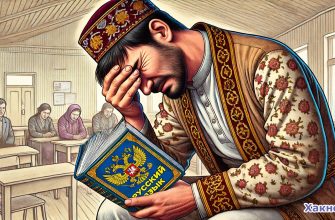 Мигрант готовится к экзамену по русскому языку, испытывая трудности