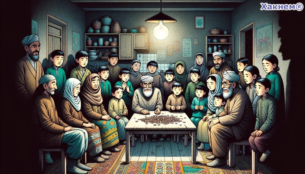 Большая таджикская семья собралась за столом
