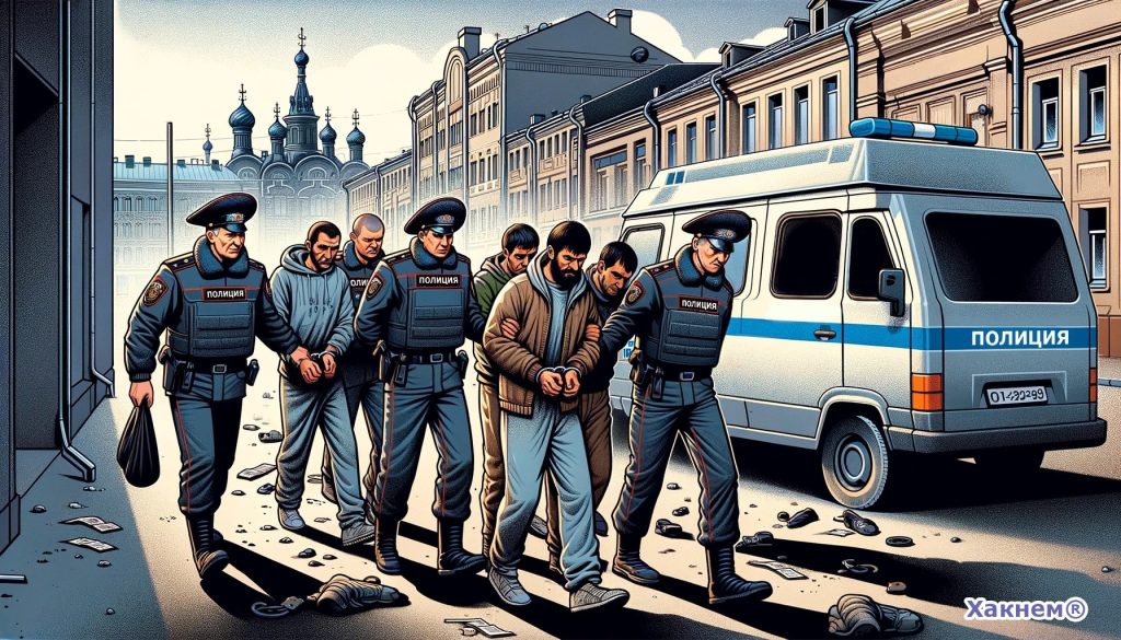 Полиция арестовывает мигрантов в России
