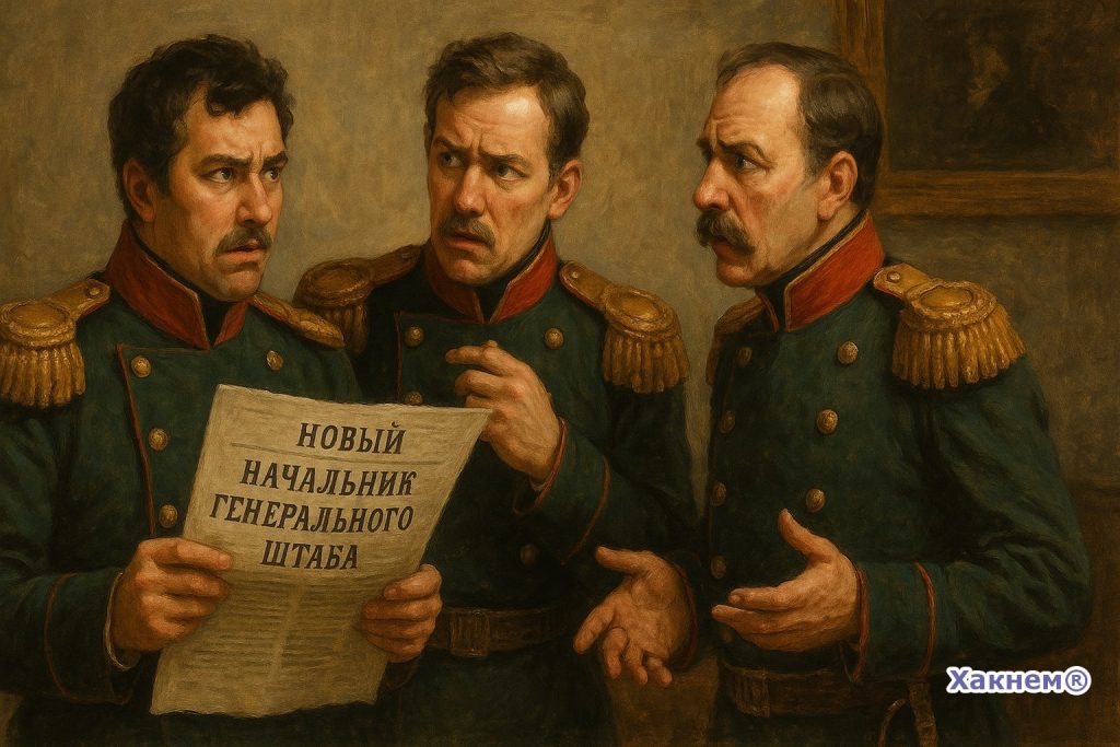 Удивлённые офицеры читают новость о новом начальнике генерального штаба