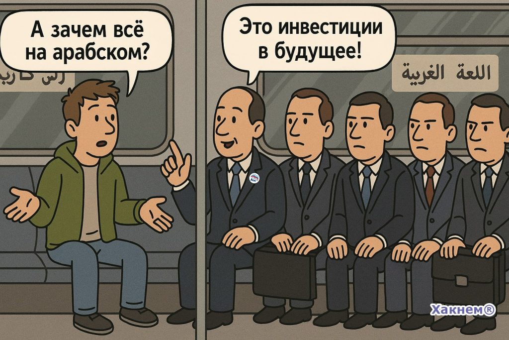 Пассажир спрашивает, зачем всё на арабском, чиновник отвечает — это инвестиции в будущее