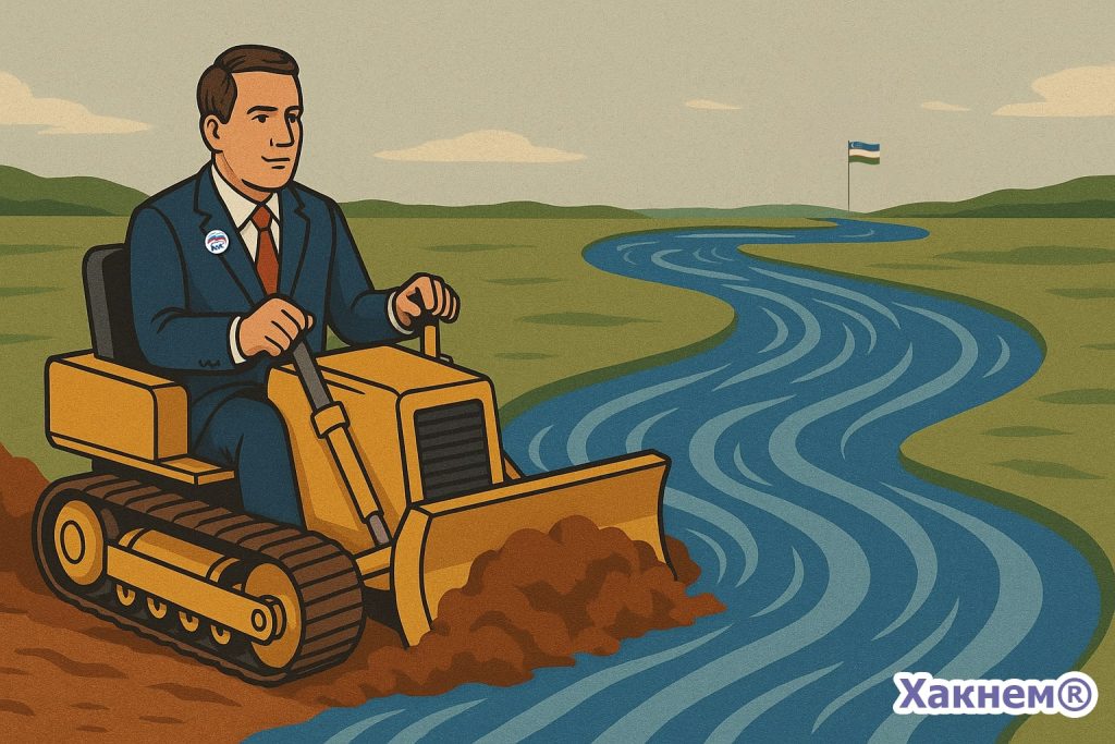 Чиновник на бульдозере поворачивает сибирскую реку в сторону Узбекистана